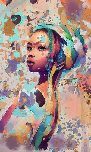 Œuvre d'art colorée d'une femme africaine