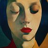 Femme rêvassant les yeux fermés sur Jan Keteleer