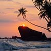 Coucher de soleil et palmiers sur la plage de Dalawella, un paradis tropical près d'Unawatuna au Sri sur Teun Janssen
