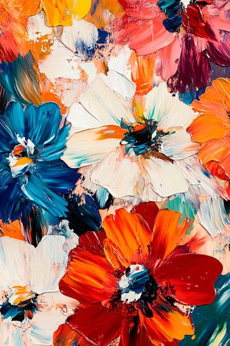 Kleurrijke bloemen aquarellen in een explosie van kleur