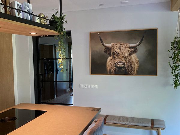 Customer photo: Scottish Highland Cow by Diana van Tankeren, on canvas