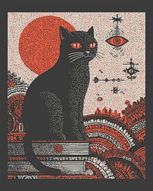 Familière chat noir – Portrait occulte de sorcellerie sur TuncGK