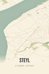 Vintage landkaart van Steyl (Limburg) van Rezona