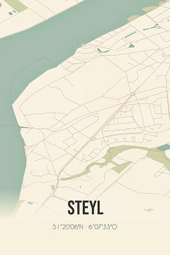 Vintage landkaart van Steyl (Limburg) van MijnStadsPoster