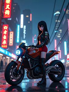 Eine Cyberpunk-Stadt bei Nacht