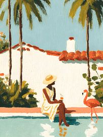 Flamingo by the Swimming Pool