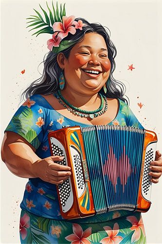 gezellige dames speelt op de accordeon