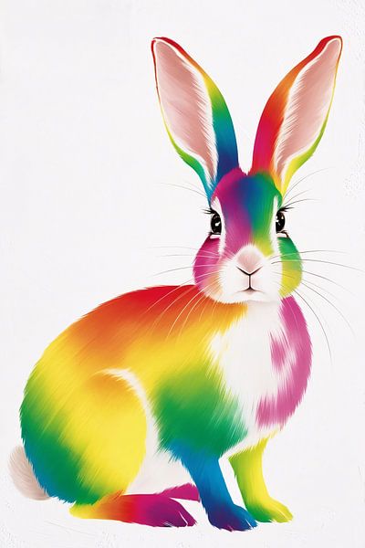 Lapin coloré dans un style arc-en-ciel par Imperial Art House