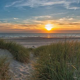 Coucher de soleil sur la mer du Nord sur Wim Kanis