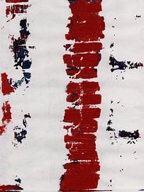 Textured red white stripes - abstract minimalist painting by Dina Dankers
