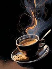 illustration of a hot cup of coffee or cappuccino by Egon Zitter