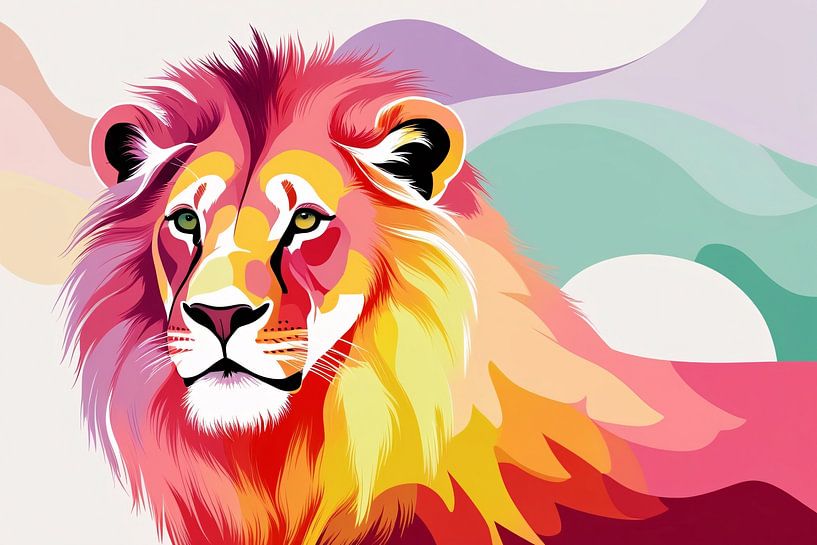 Art numérique coloré du lion par Imperial Art House