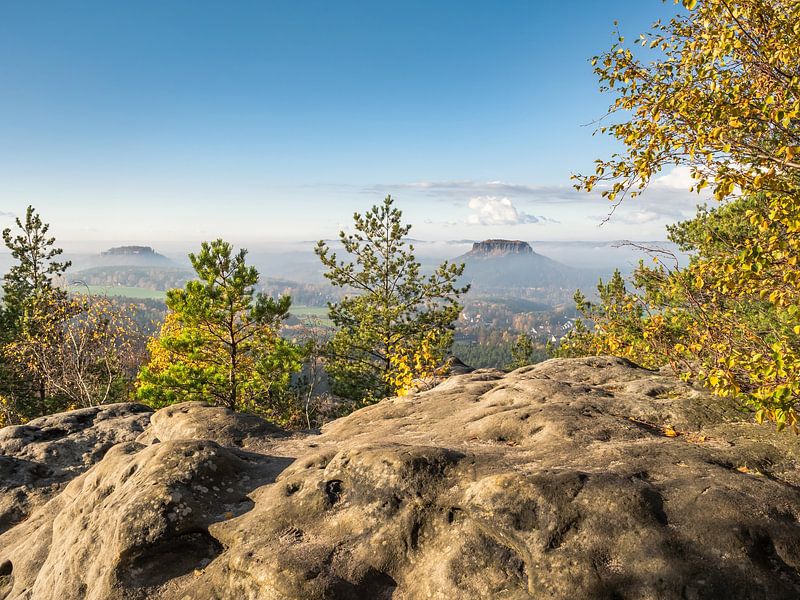 Papststein, Sächsische Schweiz - Festung Königstein und Lilienstein von Pixelwerk