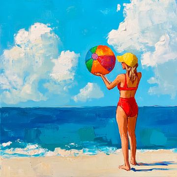 Zomerpret op het strand van Poster Art Shop