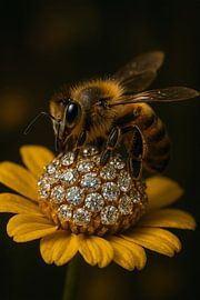 Bij op Diamanten Bloem – Natuur ontmoet Luxe