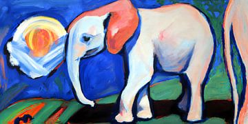 Farbenfroher Baby-Elefant im Stil von Henri Matisse