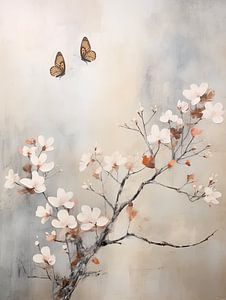 Blüte mit Schmetterlingen, Japandi von Caroline Guerain