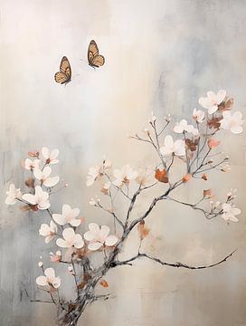 Bloesem met Vlinders, Japandi van Caroline Guerain