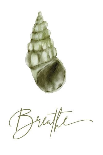 Breathe - Grüne Aquarellmuschel | Beruhigende minimalistische Wanddekoration von Marian Nieuwenhuis