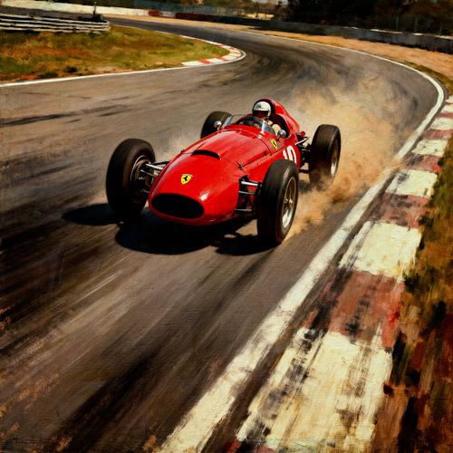 Vintage Ferrari F1 Racing Art - Iconische rode auto