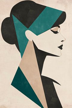 Geometrisch portret van een vrouw - Modern van Poster Art Shop