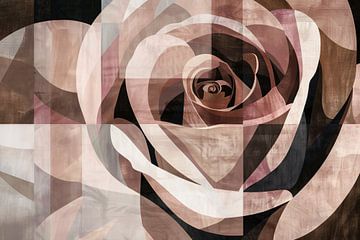 Sepia Abstractie van een Geometrische Roos van De Muurdecoratie