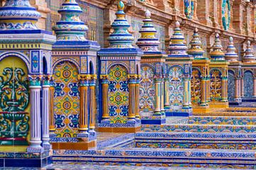 Sevilla, golden tower, plaza de espana, keramiek, Andalucia, Spanje van Kim Willems