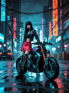 Cyberpunk in der nächtlichen Stadt