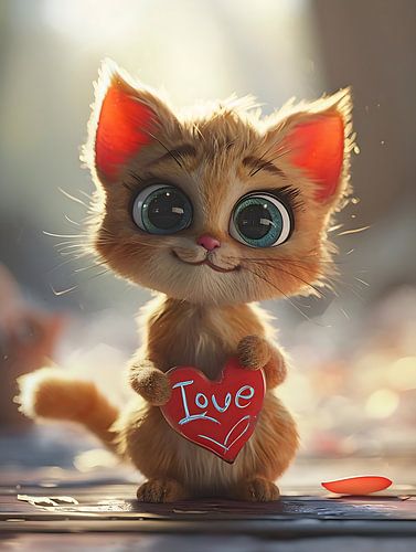 Chaton au cœur d'amour
