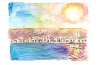Blick auf Split Kroatien vom Adriatischen Meer in der Morgensonne von Markus Bleichner Miniaturansicht