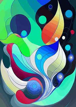 Abstract en energiek schilderij in Art Nouveau stijl van Studio Pieternel