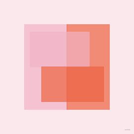 Abstrakt Rosa Orange Quadrat von Mid Century Art House