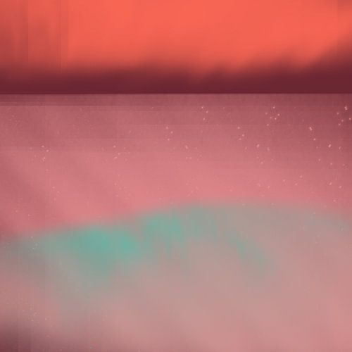 Moderne abstracte kunst. Abstract landschap in neonkleuren rood, roze, groen