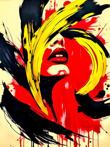 Het vuur in mij - Een abstracte reis in zwart, rood en goud