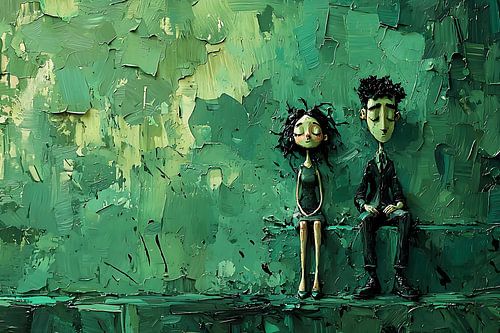 abstract groen schilderij