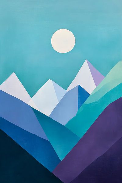 Geometric mountain landscape in the moonlight by Poster Art Shop