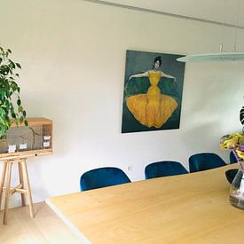 Klantfoto: Dame in de gele jurk, Max Kurzweil (gezien bij vtwonen), op canvas