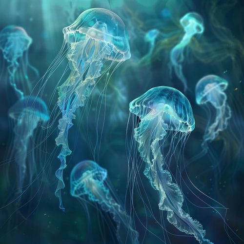 Monde sous-marin avec méduses