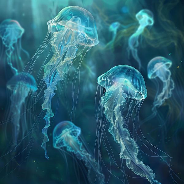 Unterwasserwelt mit Quallen von Poster Art Shop