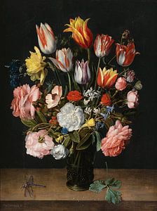 Een stilleven van tulpen en andere bloemen, Jacob van Hulsdonck