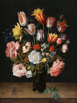 Een stilleven van tulpen en andere bloemen, Jacob van Hulsdonck