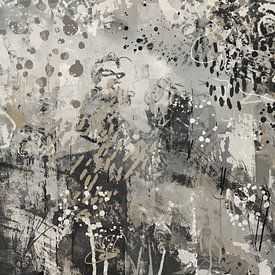 Abstract landschap in taupe greige warmgrijs en beige tinten van Emiel de Lange