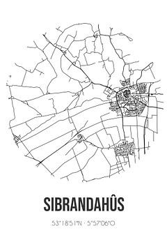 Sibrandahûs (Fryslan) | Landkaart | Zwart-wit van MijnStadsPoster