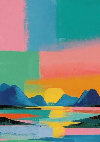 Abstract berglandschap met gekleurde horizonbanden