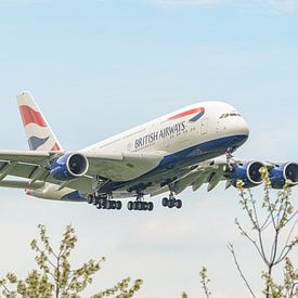 Landende British Airways Airbus A380. van Jaap van den Berg