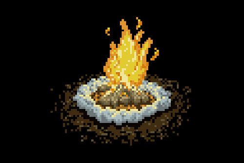 Kampvuur in pixels van Sander Wind