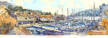 Aquarel panorama uit een schetsalbum van Ariadna de Raadt-Goldberg