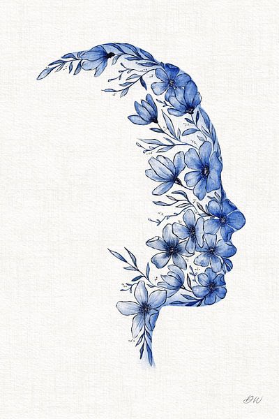 Delfter Blau Blume Porträt von Dianne Wakker