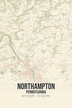 Carte ancienne de Northampton (Pennsylvanie), USA. sur Rezona