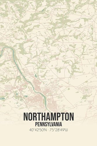 Alte Karte von Northampton (Pennsylvania), USA.